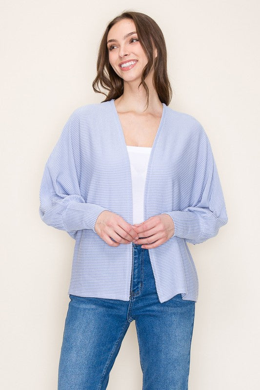 Ribbed Crop Cardi OXFORD BLUE