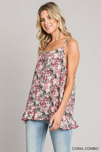 Load image into Gallery viewer, Selena Floral Ruffle Hem Tank CORAL
