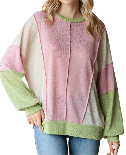 Sierra Color Block Knit BLUSH