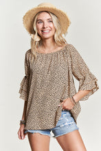 Load image into Gallery viewer, Layered Dot Ruffle Sleeves TAUPE
