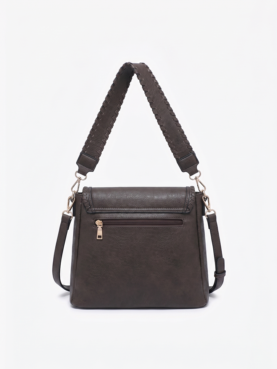Lorelei Double Zip Crossbody – Whipstitch Trim Espresso