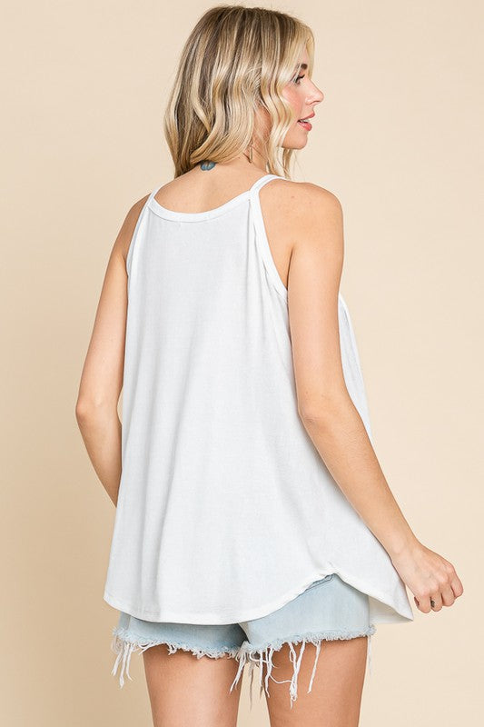Front Pleat Detail Cami SOFT WHITE