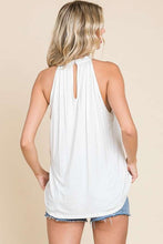 Load image into Gallery viewer, Halter Embroidered Tank WHITE
