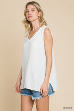 Load image into Gallery viewer, Cotton Gauze Fray Detailed Tank WHITE
