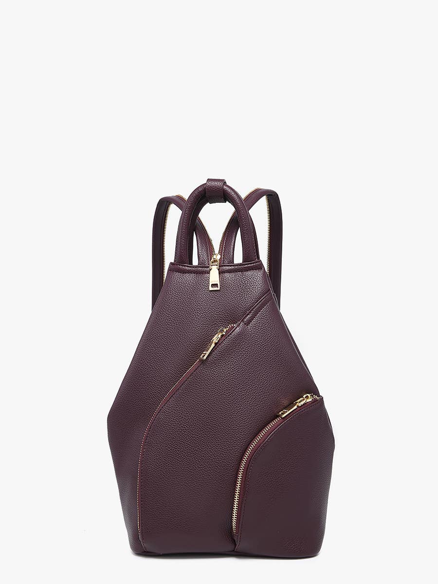 Maura Diagonal Zipper Backpack Cherry