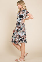 Load image into Gallery viewer, Elastic Waist Floral Midi Dress TAUPE

