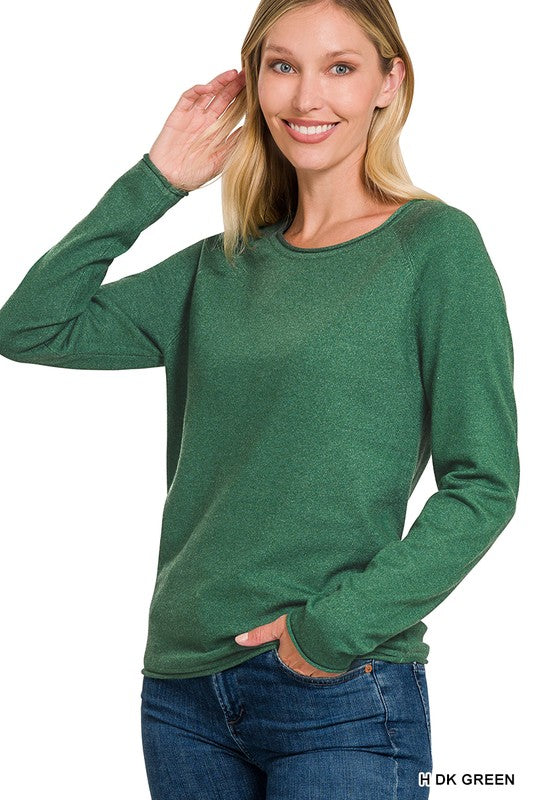 Viscose Round Neck Sweater DK GREEN