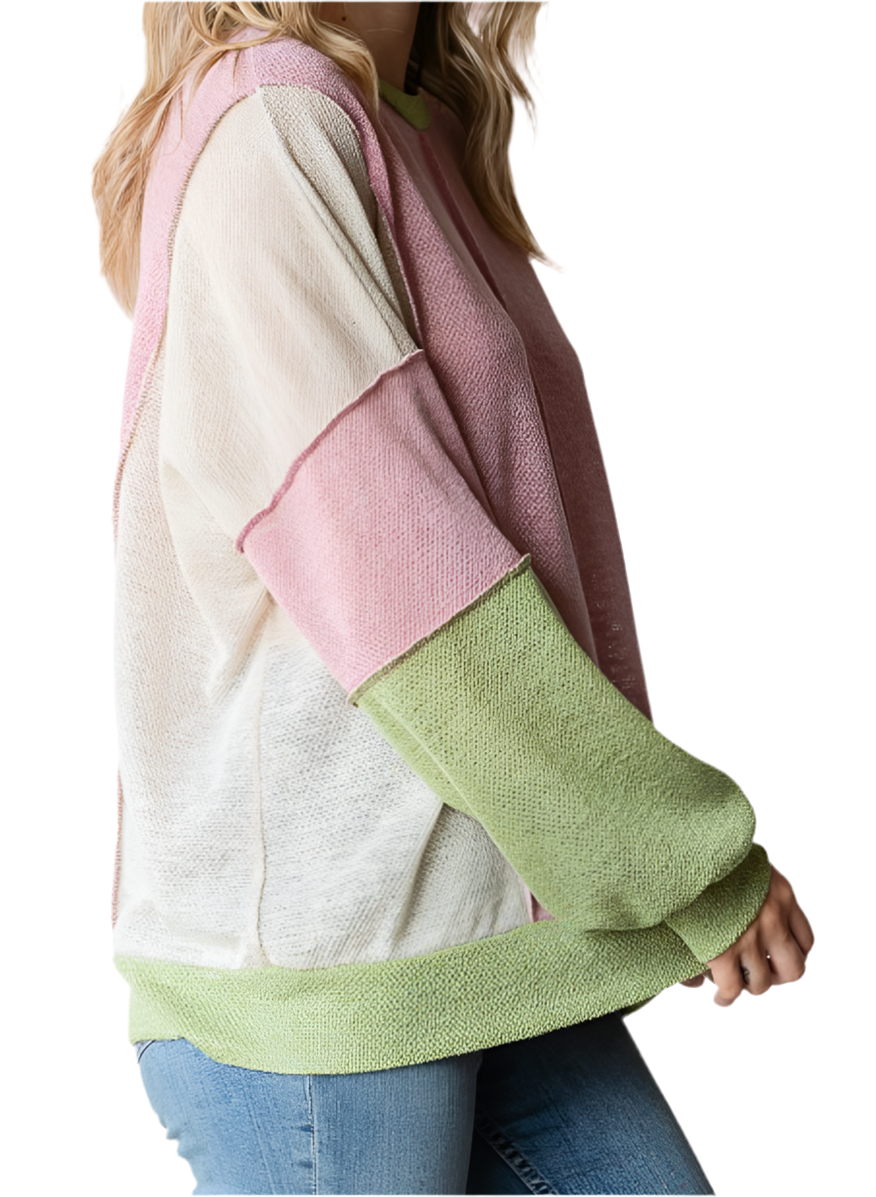 Sierra Color Block Knit BLUSH