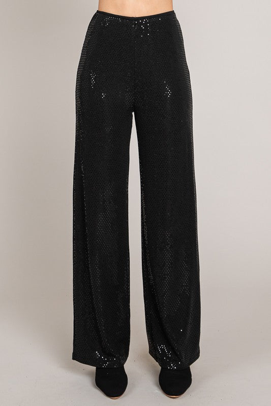 Fully Lined Sequin Pants BLACK