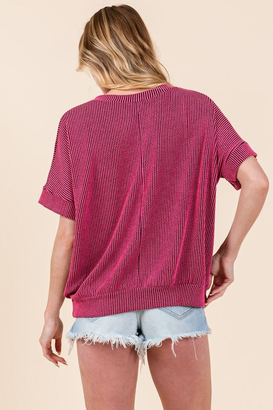 Alexa Rib Knit Tunic FUCHSIA/BLACK