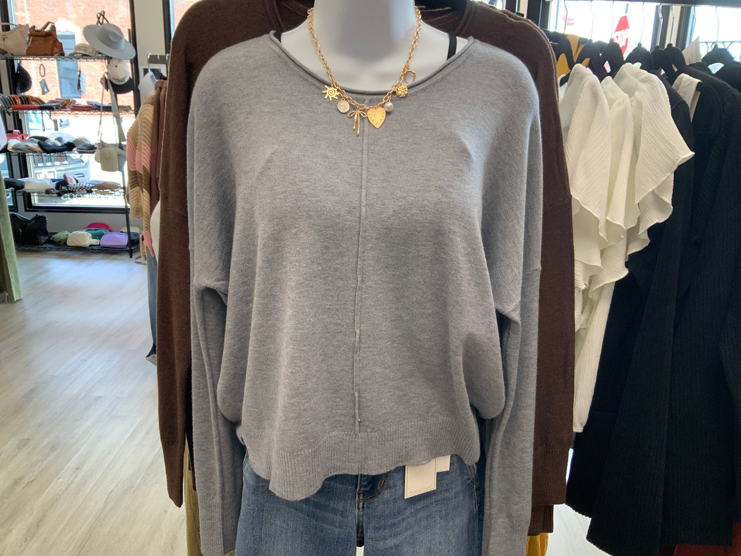 Viscose Front Seam Sweater GRAY