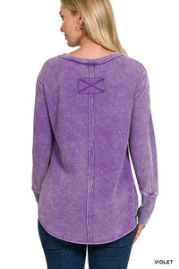Washed Baby Waffle Top VIOLET