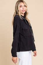 Load image into Gallery viewer, Corduroy Hooded Shacket CHARCOAL
