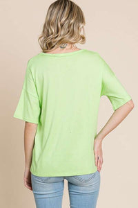 PS V Neck Draw String Top LIME
