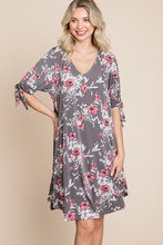 Load image into Gallery viewer, PS  Floral Bow Sleeve Dress  GREY

