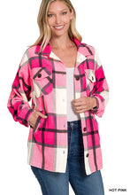Load image into Gallery viewer, Oversized Plaid Fleece Shacket HOT PINK
