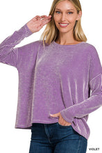 Load image into Gallery viewer, Ribbed Boat Neck Top VIOLET

