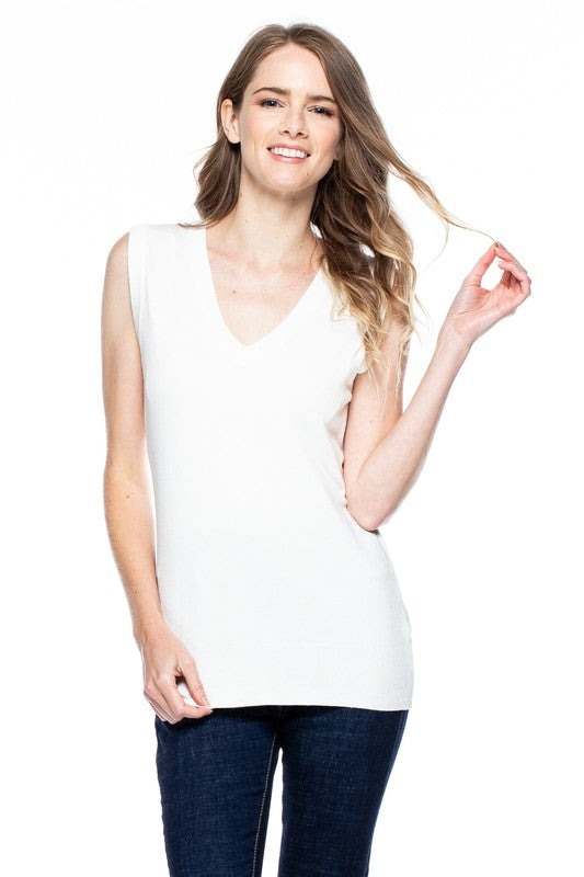 V~Neck Tank Sweater IVORY