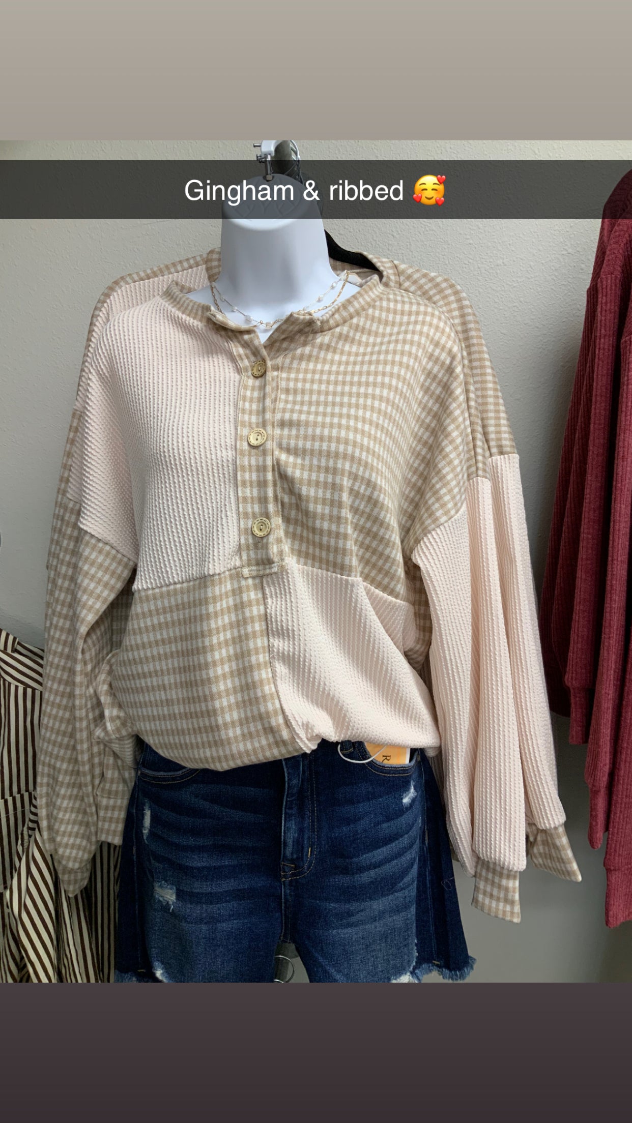 Checkmate Mixed Media Pullover TAUPE