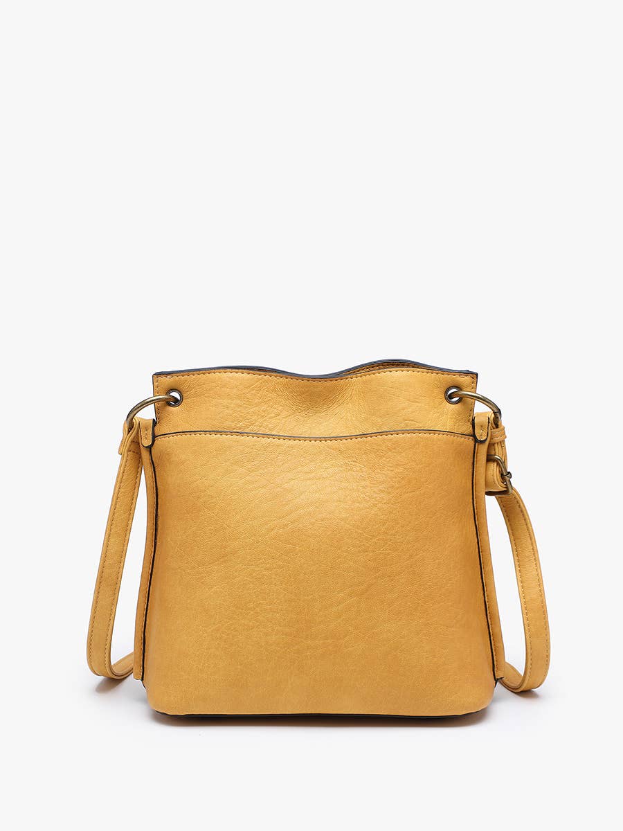 Sutton Distressed 3 Compartment Crossbody Mustard