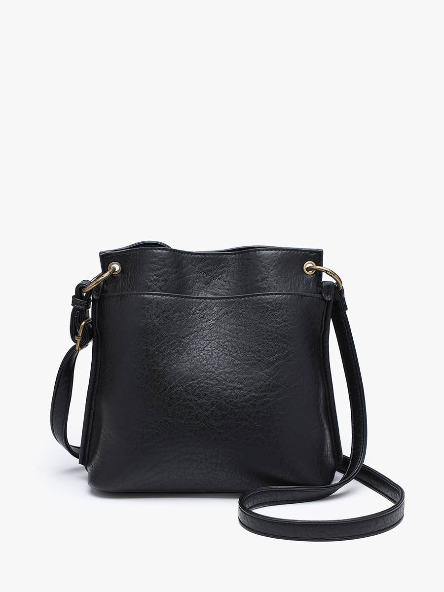 Sutton Distressed 3 Compartment Crossbody Black