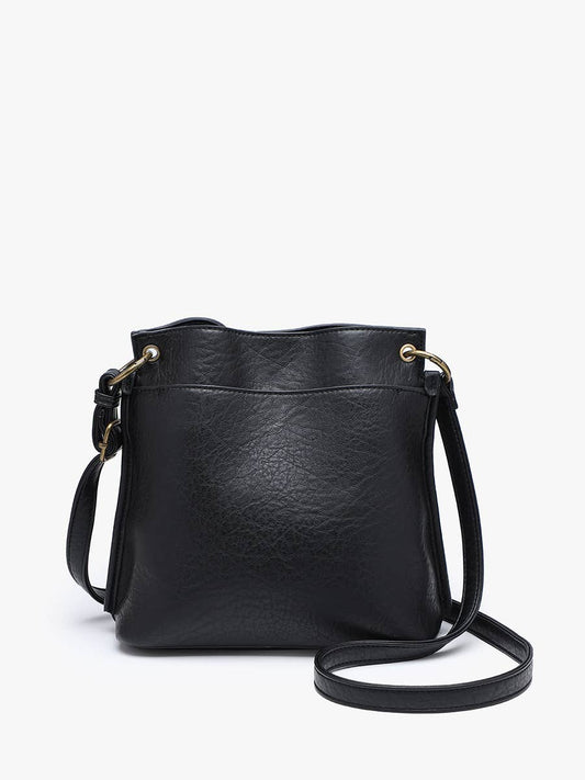 Sutton Distressed 3 Compartment Crossbody Black