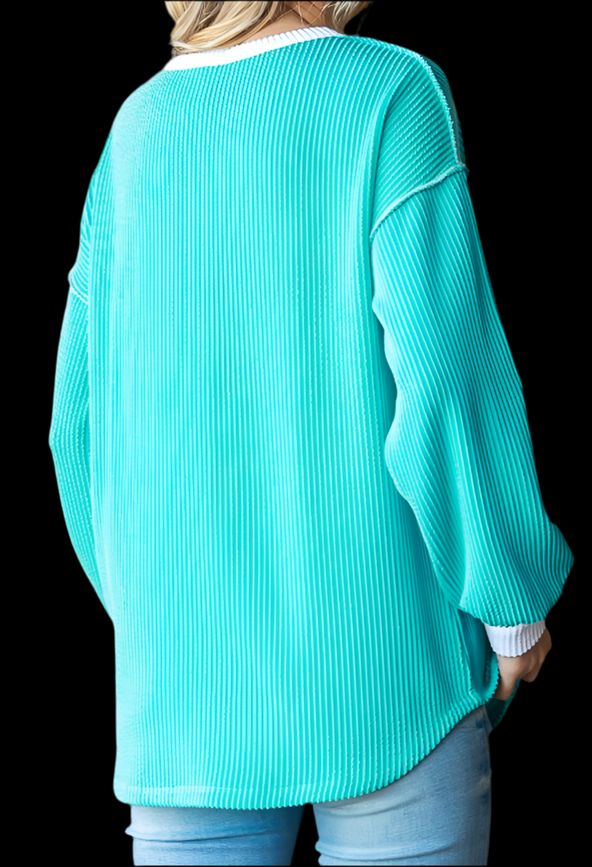 Natalia Urban Rib Button Down TURQUOISE