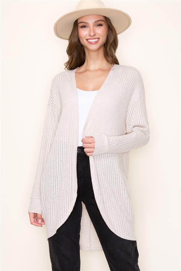 Textured Knit Cardigan TAUPE