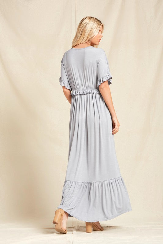 Raine Solid Ruffle Maxi SILVER