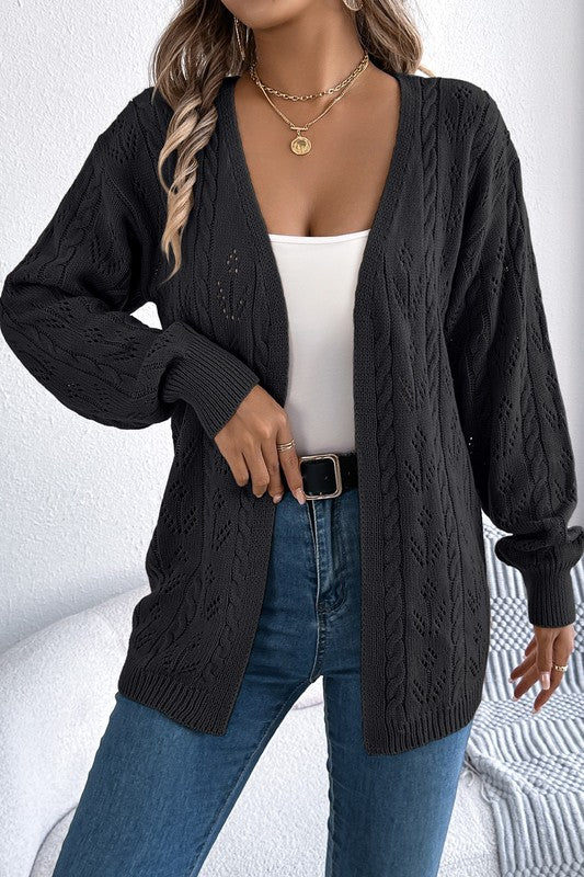 Cable Knit Cardi BLACK