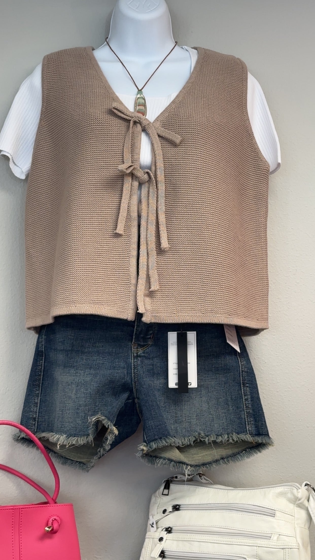 Tie Front Sweater Vest MOCHA