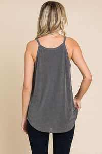 Front Pleat Detail Cami CHARCOAL