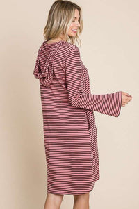 High/Low Hem Stripe Dress MAUVE