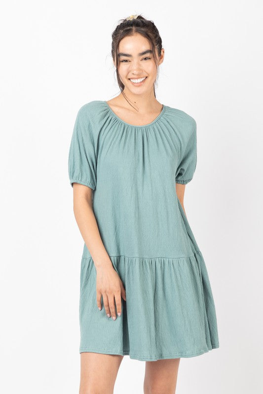 Claire Open Back Bow Mini Dress SAGE