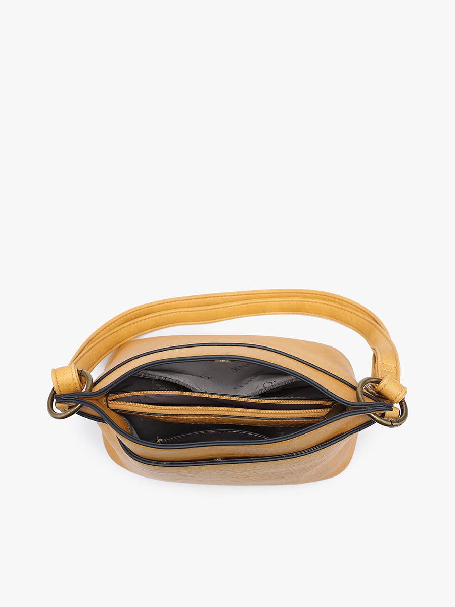 Sutton Distressed 3 Compartment Crossbody Mustard