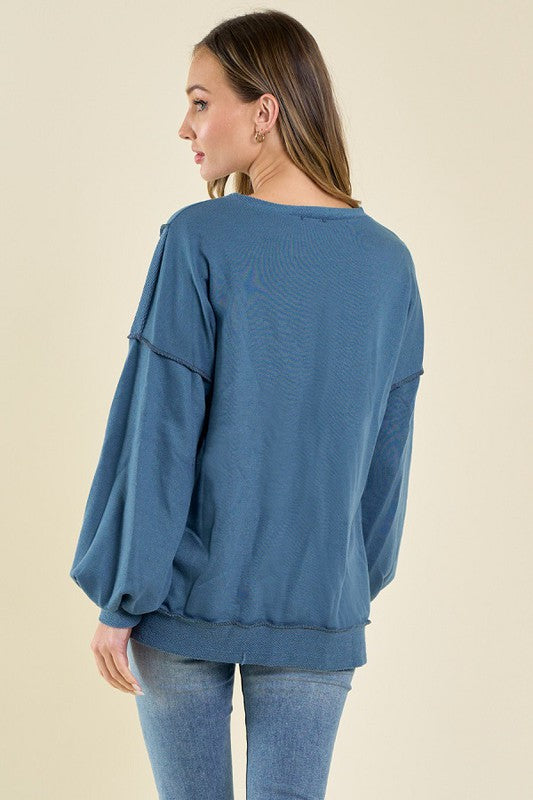 Double Side French Terry Sweatshirt TEAL