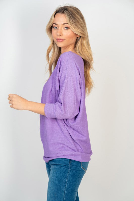 Madelyn 3/4 Sleeve Top LAVENDER