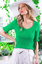 Load image into Gallery viewer, Pointelle Sweater Top GREEN
