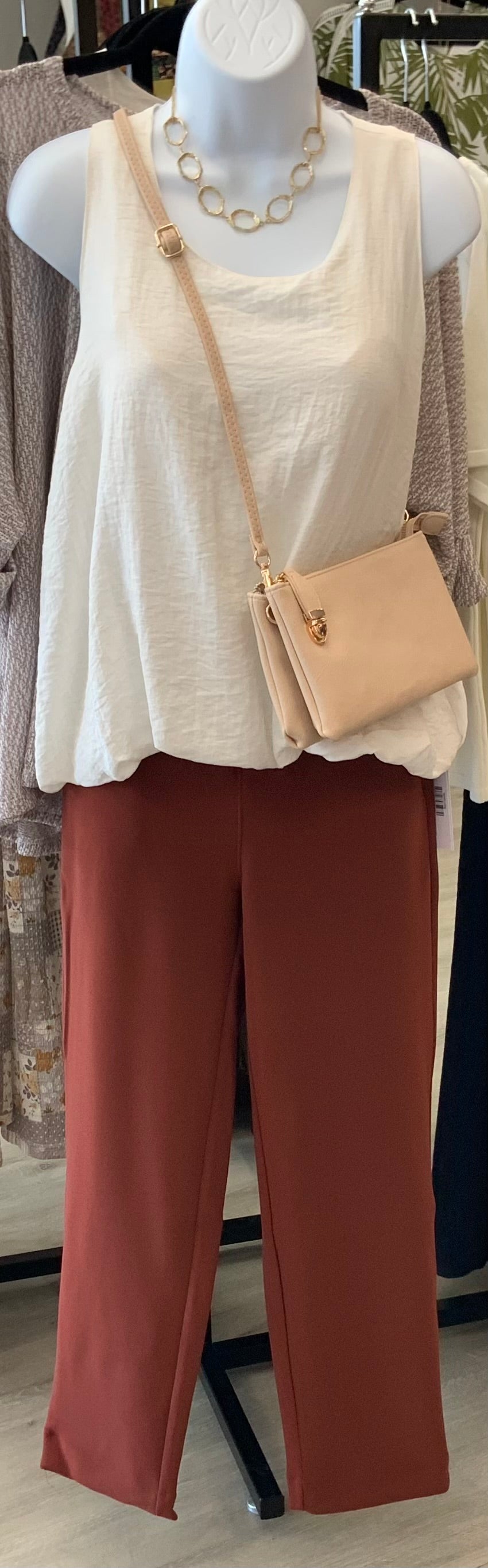 Classy Pull On Dress Pants RUST