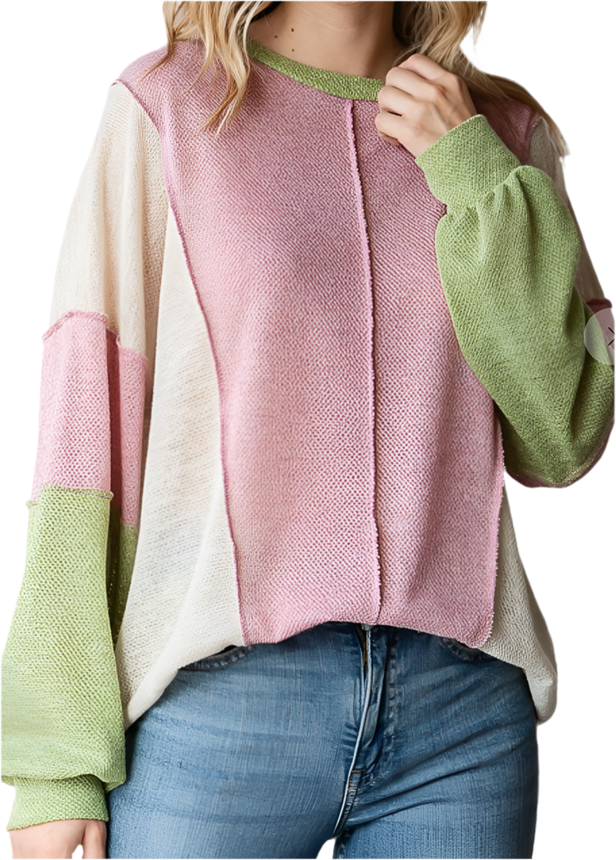 Sierra Color Block Knit BLUSH