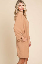 Load image into Gallery viewer, Round Neck Poet Sleeve Dress GINGER

