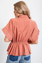 Load image into Gallery viewer, Challis Peplum Top CLAY
