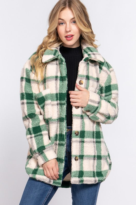 Oversized Faux Fur Jacket GREEN