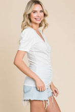 Load image into Gallery viewer, V Neck Ruching Top WHITE
