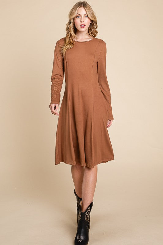 Flare Midi Dress CAMEL