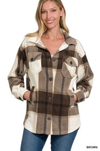 Load image into Gallery viewer, Oversized Plaid Fleece Shacket BROWN
