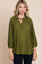 Load image into Gallery viewer, Shirred Raglan 3/4 Sleeve Top MOSS
