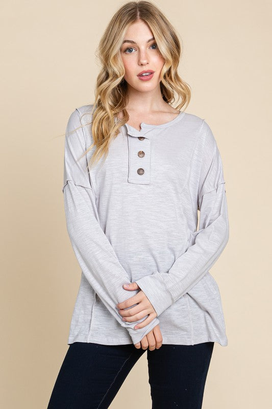 Top Stitch Button Henly GRAY