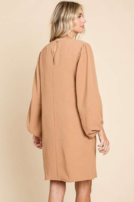 Round Neck Poet Sleeve Dress GINGER