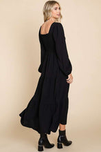 Load image into Gallery viewer, Square Neck Smock Long Dress BLACK
